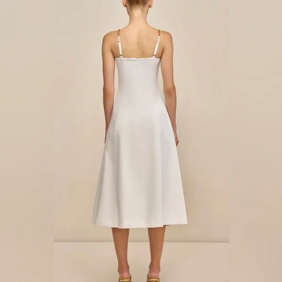 Cult Gaia White Midi Dress with Gold Accents - Picture 3 of 5